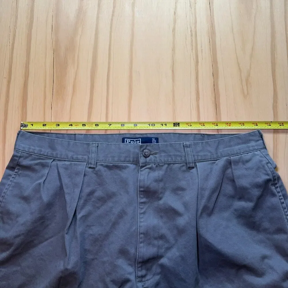 Vintage Polo Ralph Lauren Tyler Shorts Mens Size 36 Grey Pleated Chino